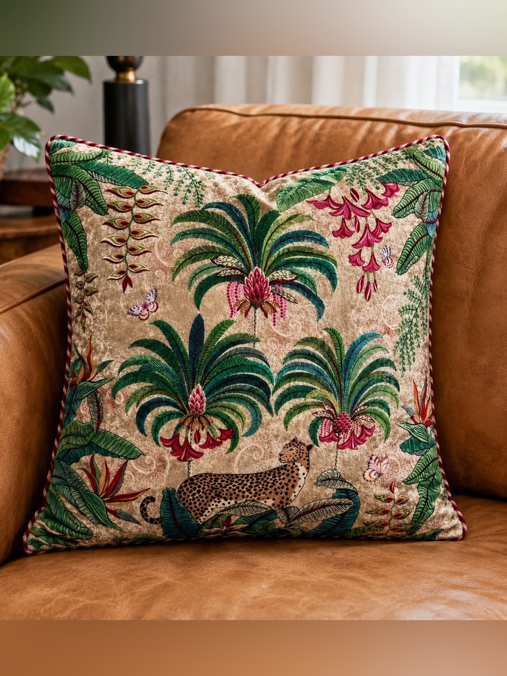 New Luxury Premium Velvet Tropical Jungle Sofa Couch Pillow Cover 18X18